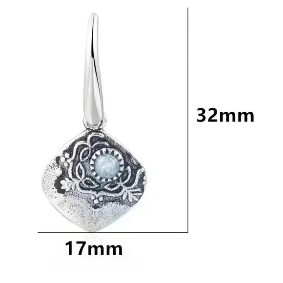 Beautiful Boho Silver Opal Drop Earrings - Picture 4 of 5